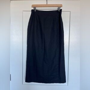 Bridgewater Classics Black Linen Blend Midi Skirt Size 10